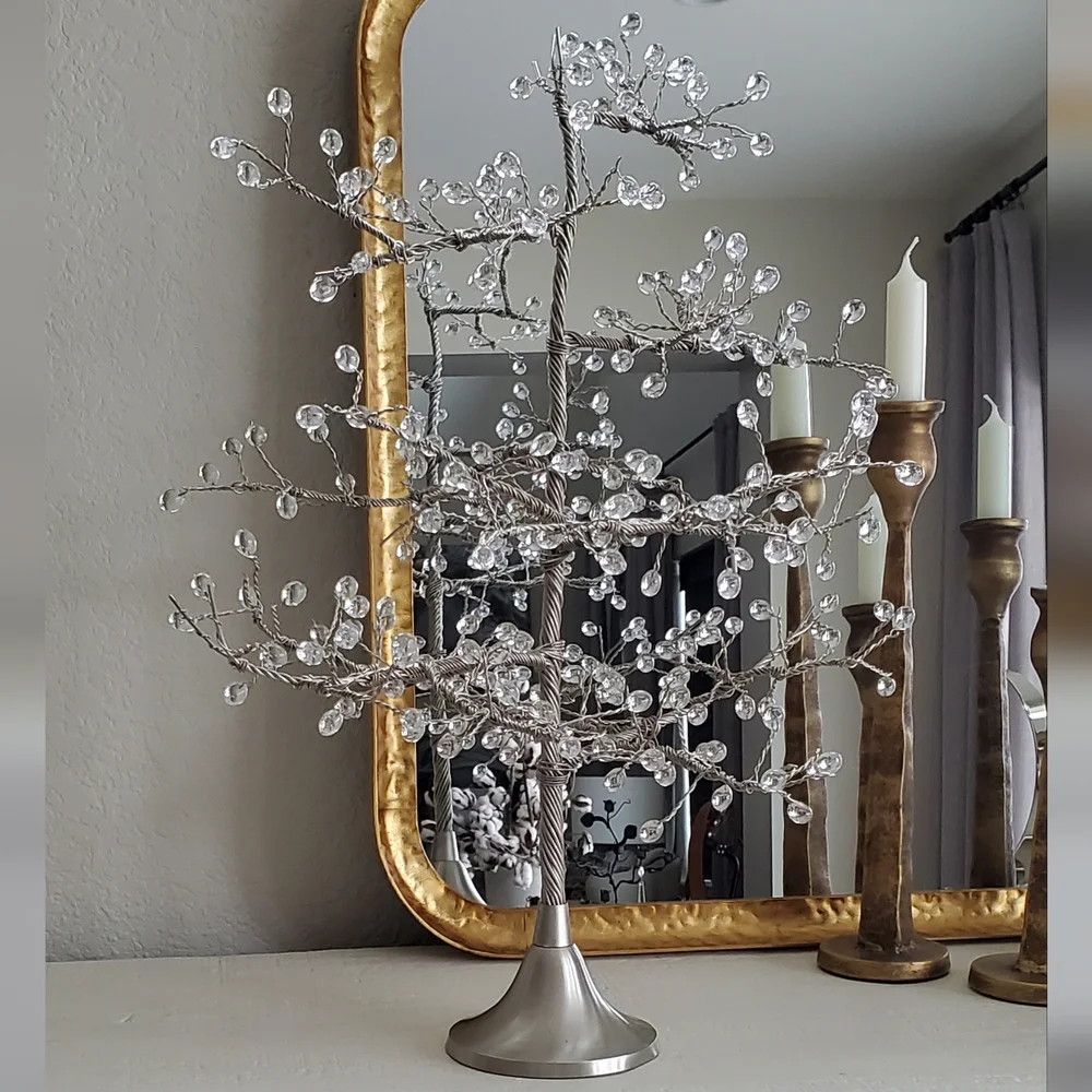Crate&Barrel Silver Crystal Tree Accent